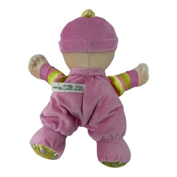 Fisher Price Babys 1st Doll Plush Stuffed Toy Sewn Eyes Rattle Pink Green Toy - Picture 3 of 8